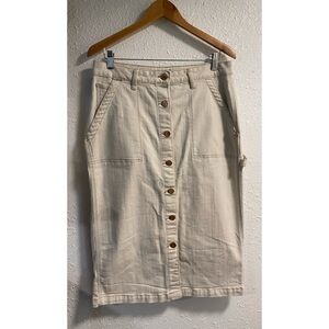 Elegant Cream denim Button-Down Skirt